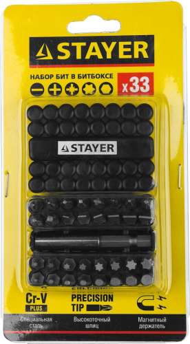Набор бит STAYER Master с магнит. адаптером 33 предмета 26085-Н33
