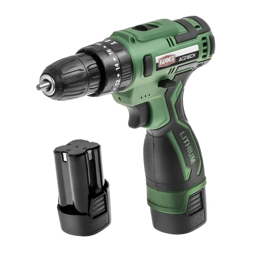 Дрель аккумуляторная HAMMER ACD185Li 2.0 PREMIUM (18В, 2х2Ач,10мм 0-350/0-1350об/мин, 34/50Нм)