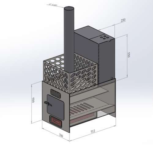 Печь металлическая лист 6мм 600х600х400