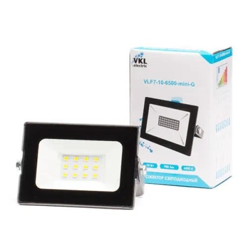 Прожектор LED 10W VLF7-10-6500-mini-B 6500К 220V, черный VKL electric