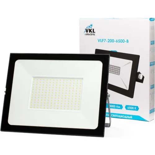 Прожектор LED 200W SMD VLF7-200-6500-В 18000Лм 220V, чернвый VKL electric