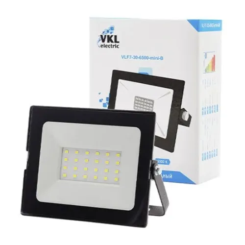 Прожектор LED 30W VLF7-30-6500-mini-B 6500К 2700Лм 220V, черный VKL electric