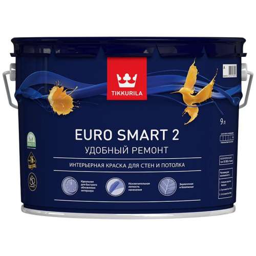 Тиккурила Краска для потолков EURO SMART 2 А гл/мат 0,9л