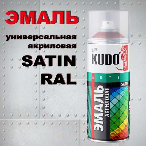 Эмаль  4 Аэрозольная Акриловая KUDO Satin Огненно-красная RAL 3000 520мл