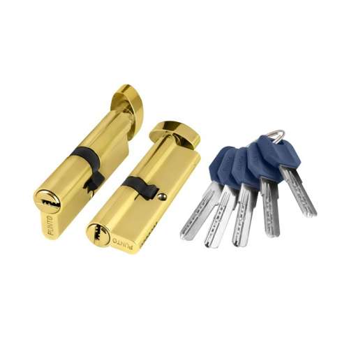 Сердцевина замка цинковая 60 мм. 3 ключа,золото.