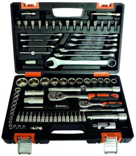 Набор инструментов 1/2" 1/4" CrV (82 предмета) пластик. кейс 73/6/7/3