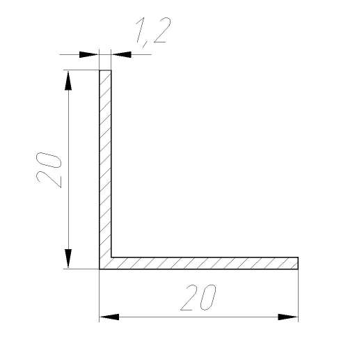 Профиль уголок 20*20*1,5 Уп 06.2000.504л венге  8