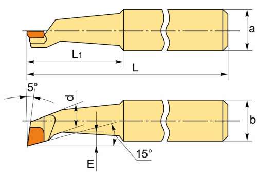 Резец расточной для скв. отв. 16 х 16 х 140  Т15К6, ГОСТ 18882-73
