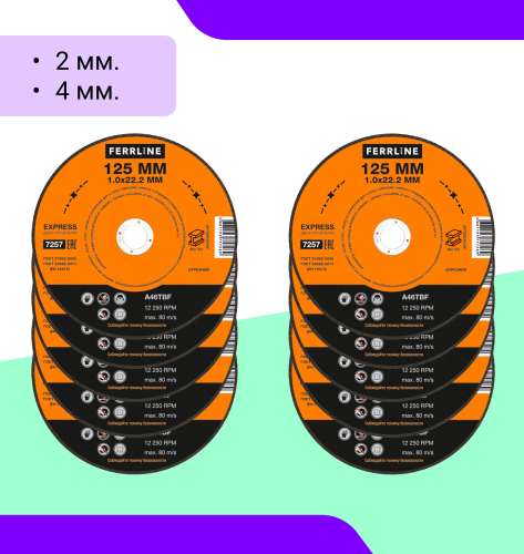 Круг отрезной по металлу FerrLine Expert 125 х1,6х22,2мм A46TBF
